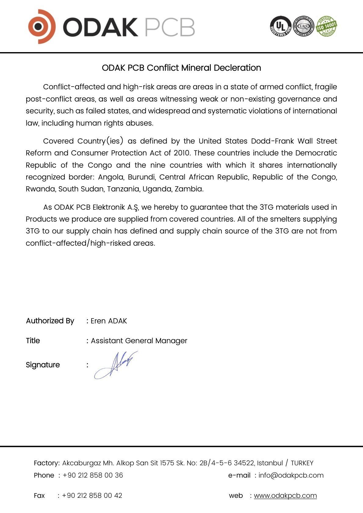 Conflict Mineral Declaration